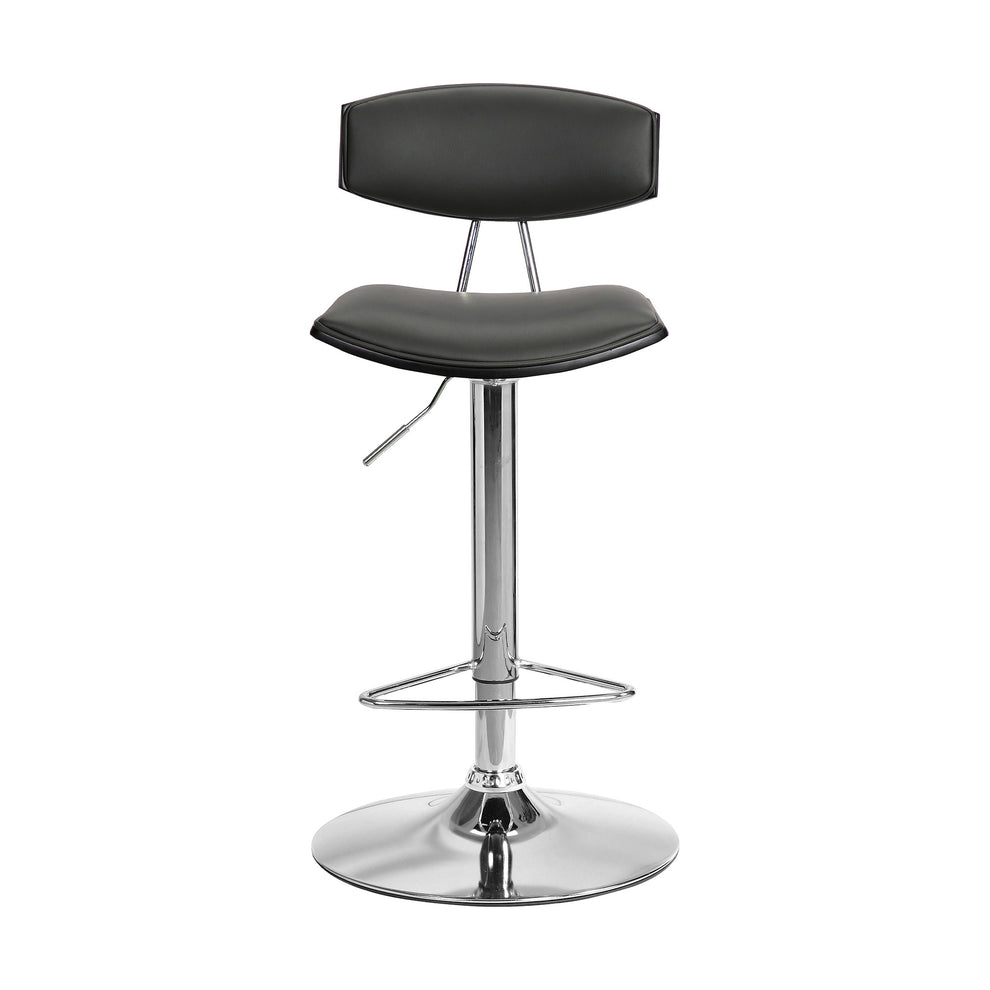 Gray Faux Leather Adjustable Chrome Base Swivel Bar Stool By Homeroots | Bar Stools | Modishstore - 2
