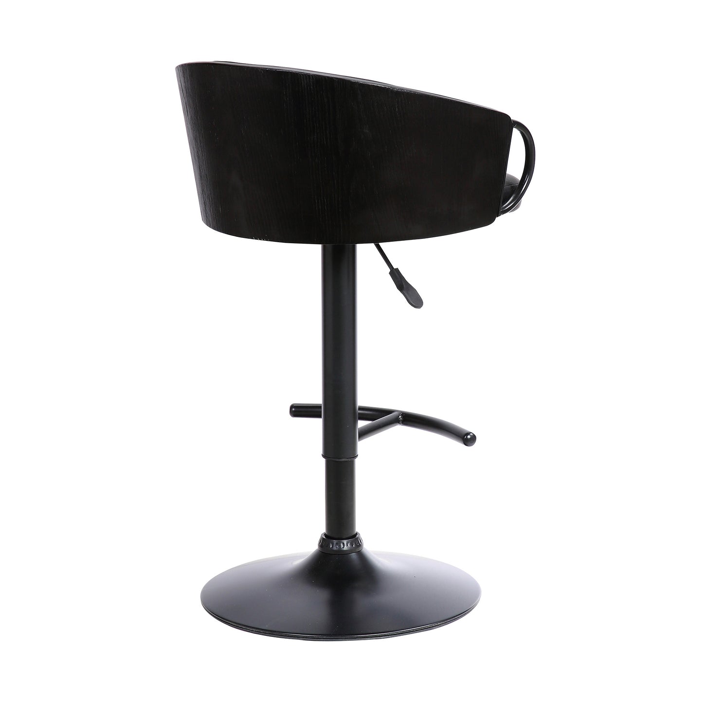 40" Black Faux Leather And Iron Swivel Low Back Adjustable Height Bar Chair With Footrest By Homeroots