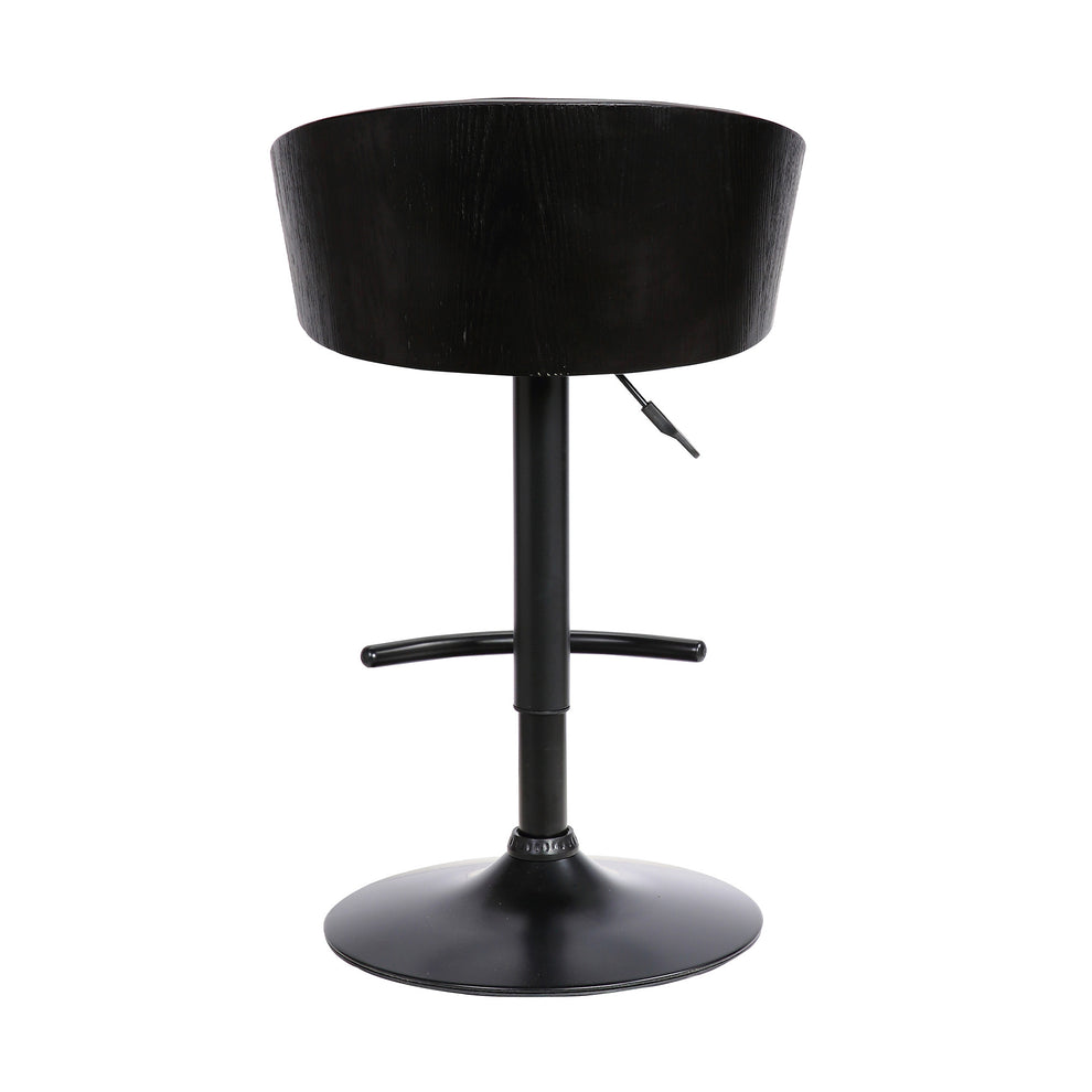 40" Black Faux Leather And Iron Swivel Low Back Adjustable Height Bar Chair With Footrest By Homeroots | Bar Stools | Modishstore - 5