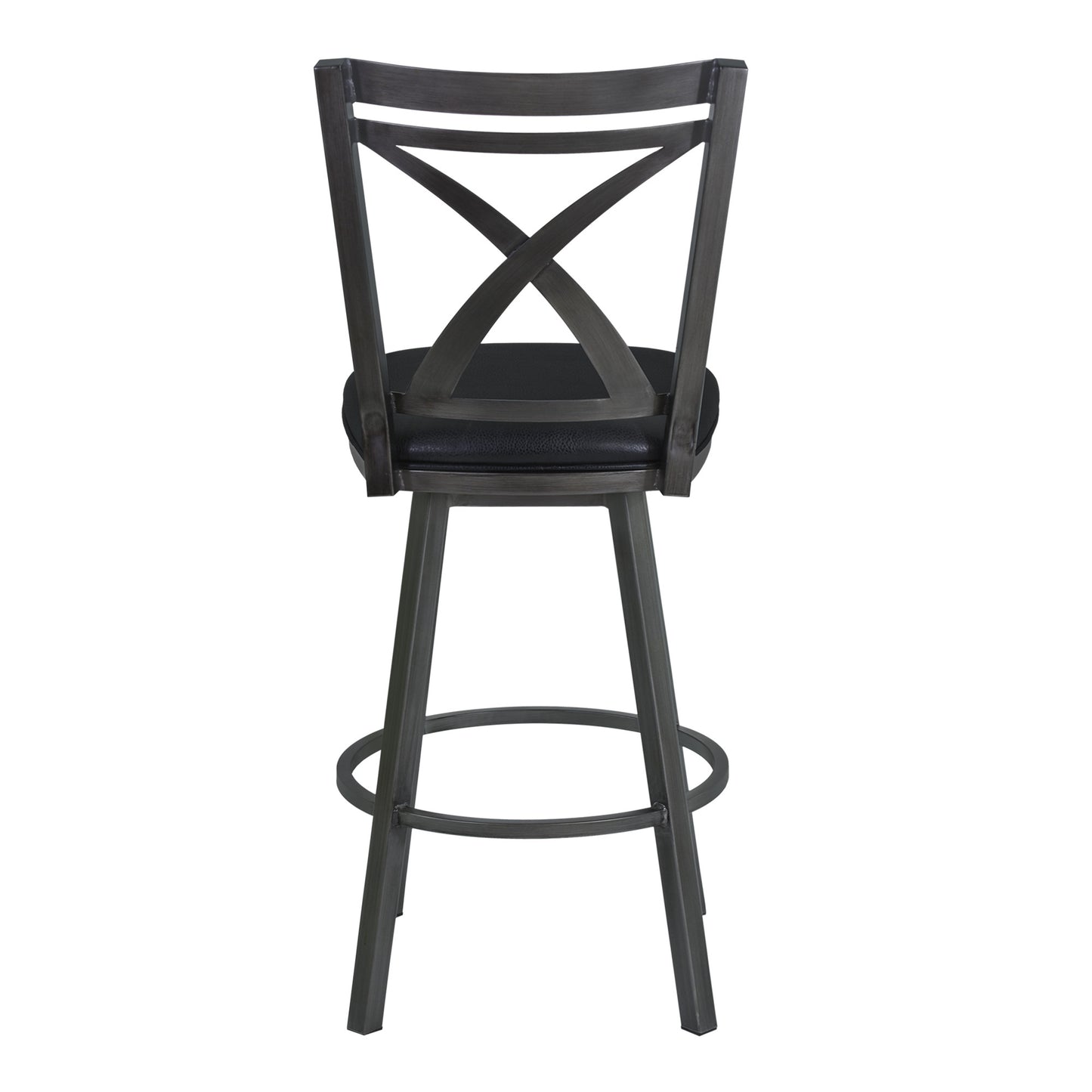 46" Black Faux Leather And Iron Swivel Bar Height Chair By Homeroots | Bar Stools | Modishstore - 2