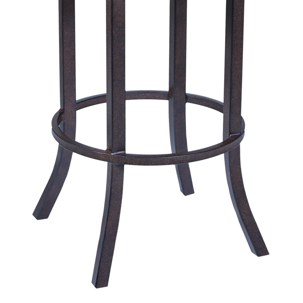 45" Brown Faux Leather And Iron Bar Height Chair By Homeroots | Bar Stools | Modishstore - 4