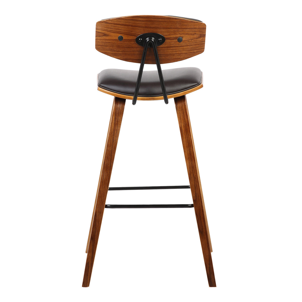 29” Brown Faux Leather Mid Century Modern Bar Stool By Homeroots | Bar Stools | Modishstore - 5