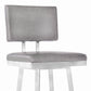 26" Vintage Gray on Stainless Faux Leather Rectangular Swivel Armless Barstool By Homeroots | Bar Stools | Modishstore - 4