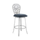 30" Grey Faux Leather Scroll Brushed Stainless Steel Swivel Bar Stool By Homeroots | Bar Stools | Modishstore - 2