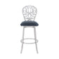 30" Grey Faux Leather Scroll Brushed Stainless Steel Swivel Bar Stool By Homeroots | Bar Stools | Modishstore - 3