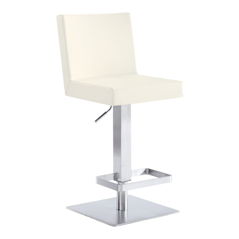 44" White Faux Leather And Iron Swivel Adjustable Height Bar Chair By Homeroots | Bar Stools | Modishstore
