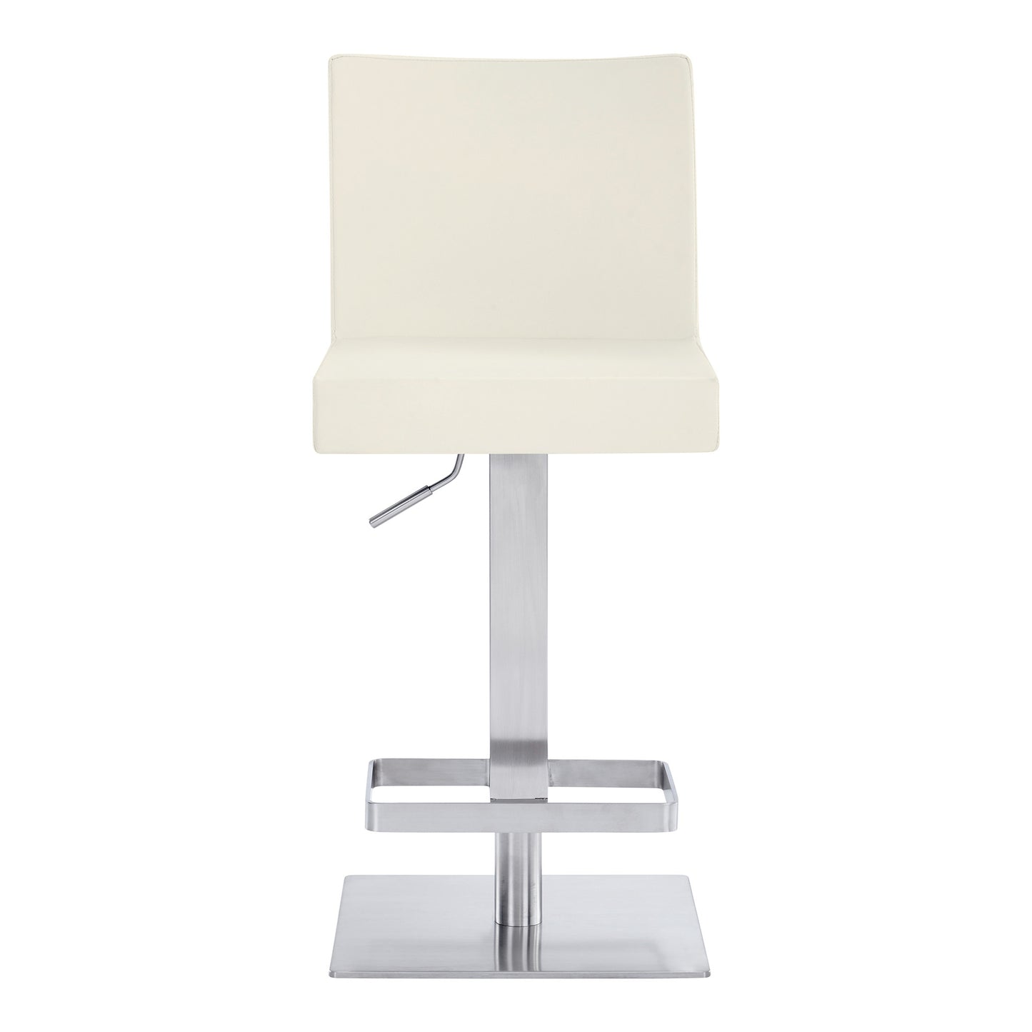 44" White Faux Leather And Iron Swivel Adjustable Height Bar Chair By Homeroots