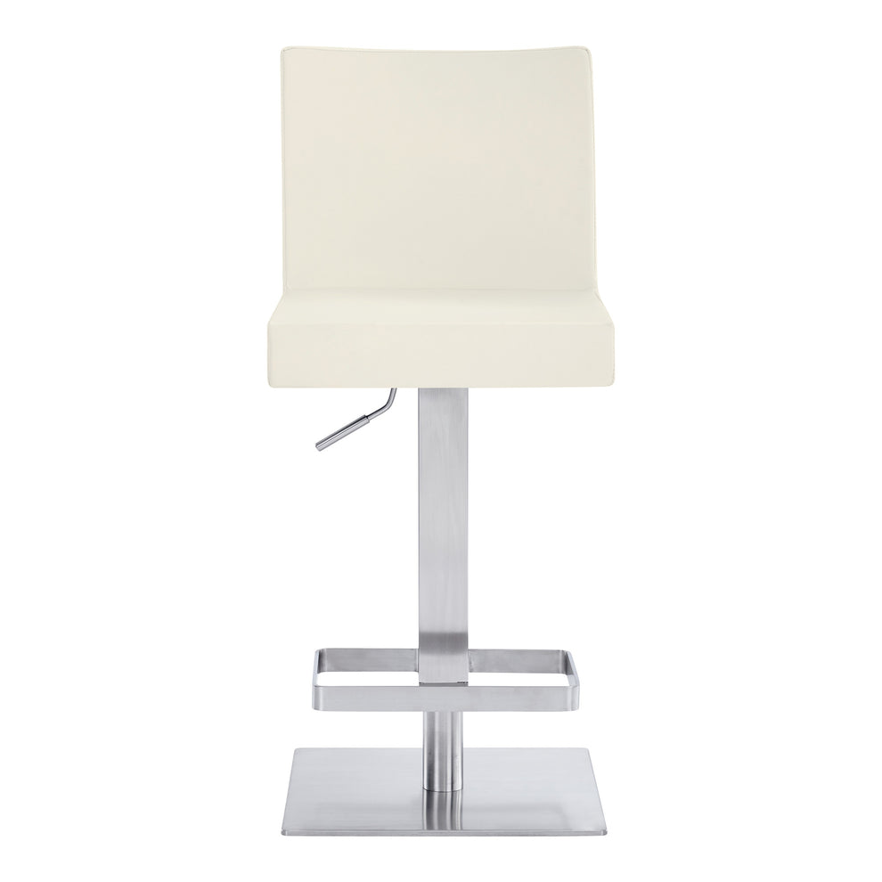44" White Faux Leather And Iron Swivel Adjustable Height Bar Chair By Homeroots | Bar Stools | Modishstore - 2