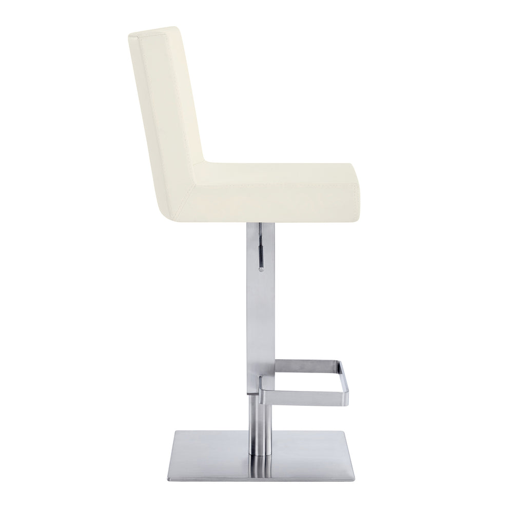 44" White Faux Leather And Iron Swivel Adjustable Height Bar Chair By Homeroots | Bar Stools | Modishstore - 4