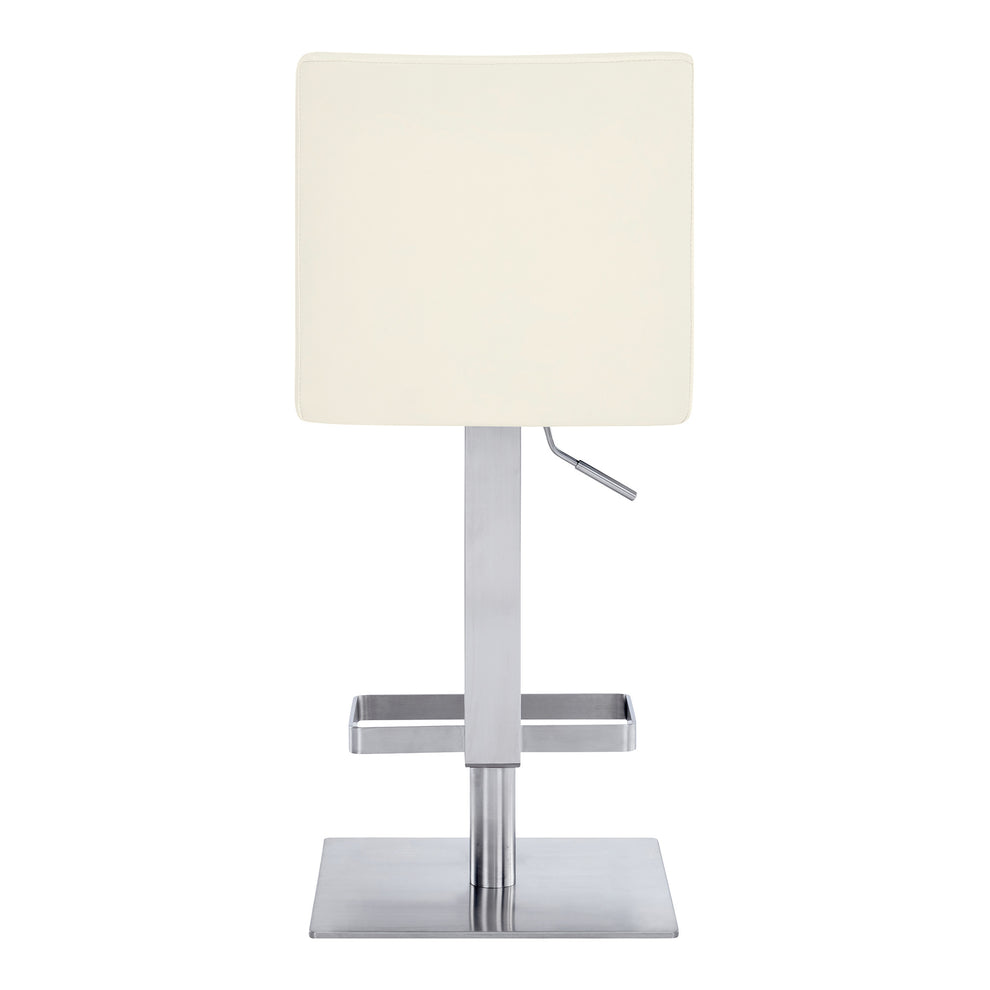 44" White Faux Leather And Iron Swivel Adjustable Height Bar Chair By Homeroots | Bar Stools | Modishstore - 5