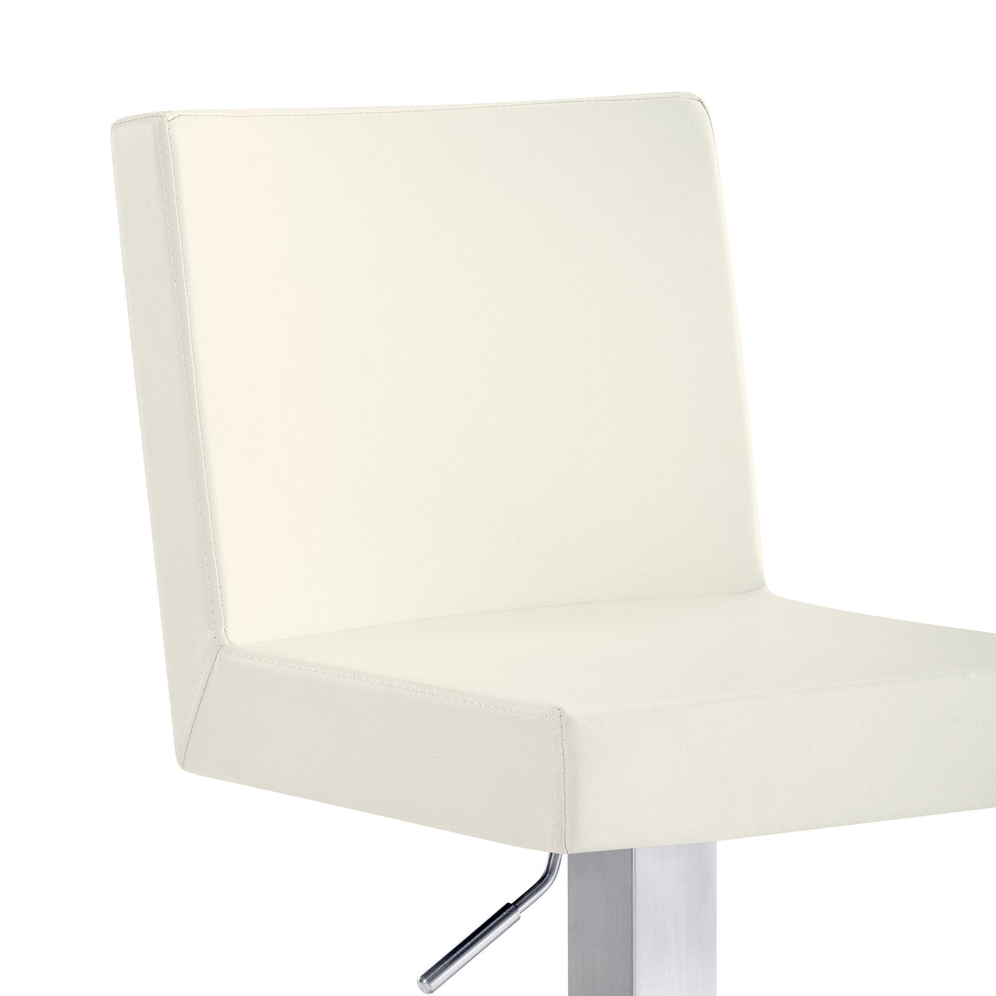 44" White Faux Leather And Iron Swivel Adjustable Height Bar Chair By Homeroots
