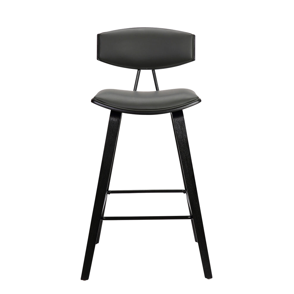 38" Gray And Black Iron Low Back Bar Height Chair With Footrest By Homeroots | Bar Stools | Modishstore - 2