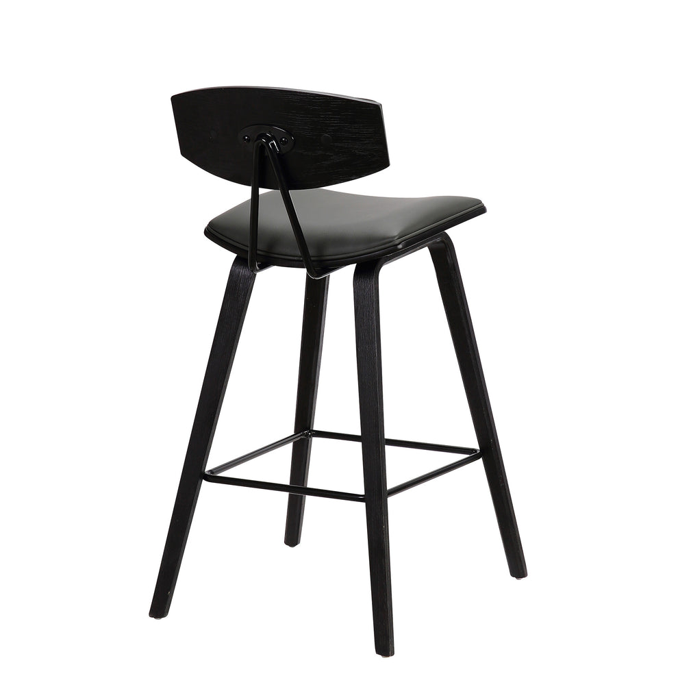 38" Gray And Black Iron Low Back Bar Height Chair With Footrest By Homeroots | Bar Stools | Modishstore - 4
