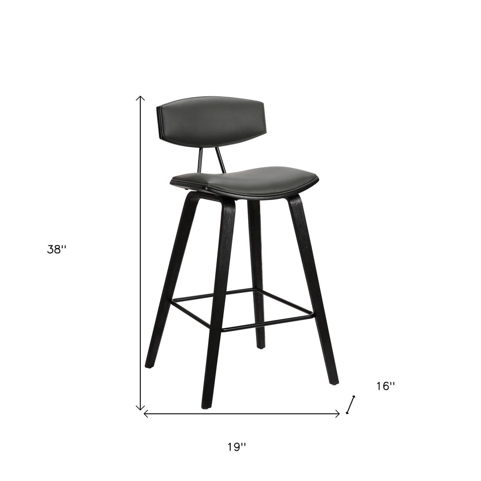 38" Gray And Black Iron Low Back Bar Height Chair With Footrest By Homeroots | Bar Stools | Modishstore - 7