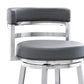 35" Gray Faux Leather And Iron Swivel Low Back Counter Height Bar Chair By Homeroots