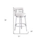 39" White And Silver Faux Leather Swivel Low Back Bar Height Chair With Footrest By Homeroots