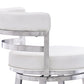 35" White And Silver Faux Leather And Iron Swivel Low Back Counter Height Bar Chair With Footrest By Homeroots