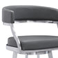 38" Gray Faux Leather And Iron Swivel Counter Height Bar Chair By Homeroots