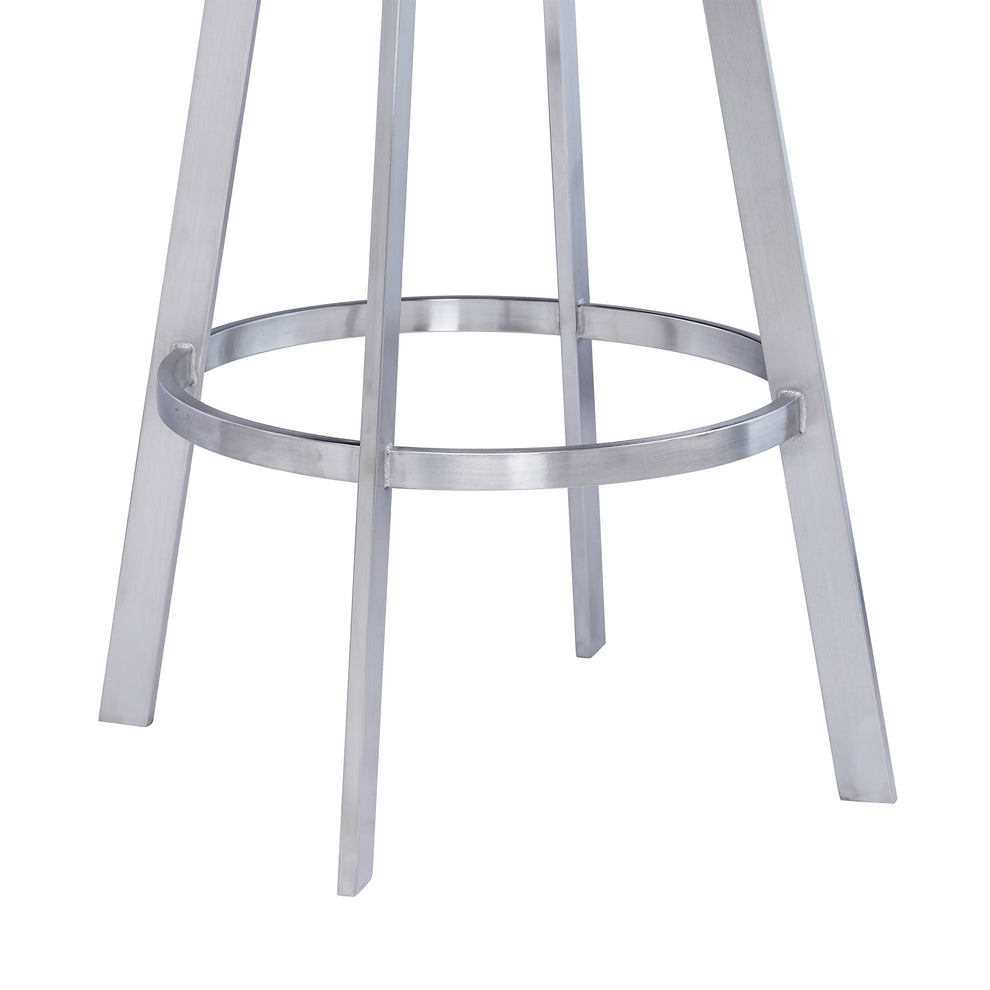 38" Gray Faux Leather And Iron Swivel Counter Height Bar Chair By Homeroots | Bar Stools | Modishstore - 8