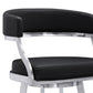 38" Black Faux Leather And Iron Swivel Counter Height Bar Chair By Homeroots