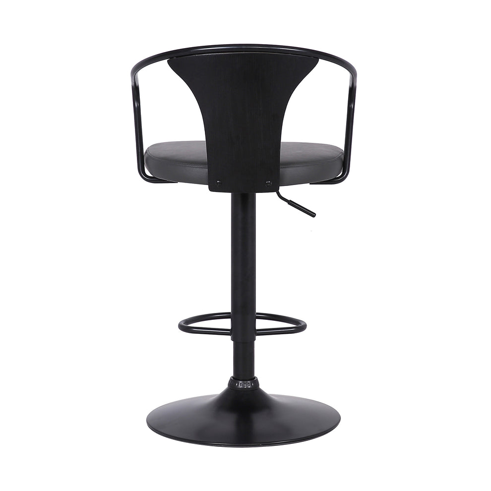 Gray Faux Leather & Metal Base Adjustable Bar Stool By Homeroots | Bar Stools | Modishstore - 5