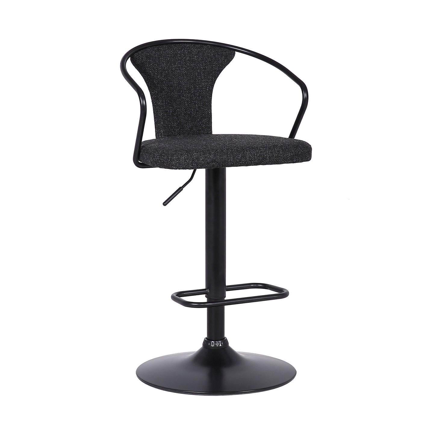 43" Black Faux Leather and Metal Adjustable Height Bar Chair By Homeroots | Bar Stools | Modishstore