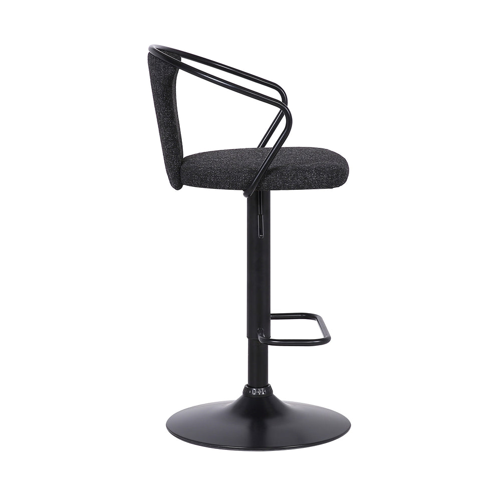43" Black Faux Leather and Metal Adjustable Height Bar Chair By Homeroots | Bar Stools | Modishstore - 3