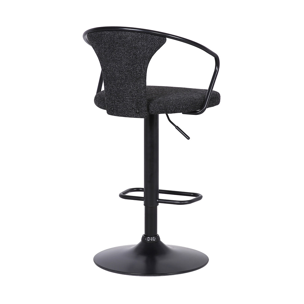 43" Black Faux Leather and Metal Adjustable Height Bar Chair By Homeroots | Bar Stools | Modishstore - 4