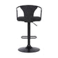 43" Black Faux Leather and Metal Adjustable Height Bar Chair By Homeroots