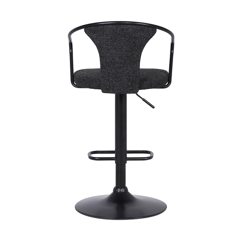 43" Black Faux Leather and Metal Adjustable Height Bar Chair By Homeroots | Bar Stools | Modishstore - 5