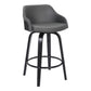 26" Gray Swivel Faux Leather Black Wooden Bar Stool By Homeroots | Bar Stools | Modishstore