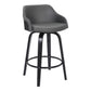 26" Gray Swivel Faux Leather Black Wooden Bar Stool By Homeroots | Bar Stools | Modishstore - 2
