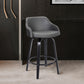 26" Gray Swivel Faux Leather Black Wooden Bar Stool By Homeroots | Bar Stools | Modishstore