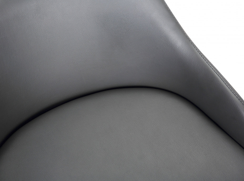 30” Gray Swivel Faux Leather Black Wooden Bar Stool By Homeroots | Bar Stools | Modishstore - 6