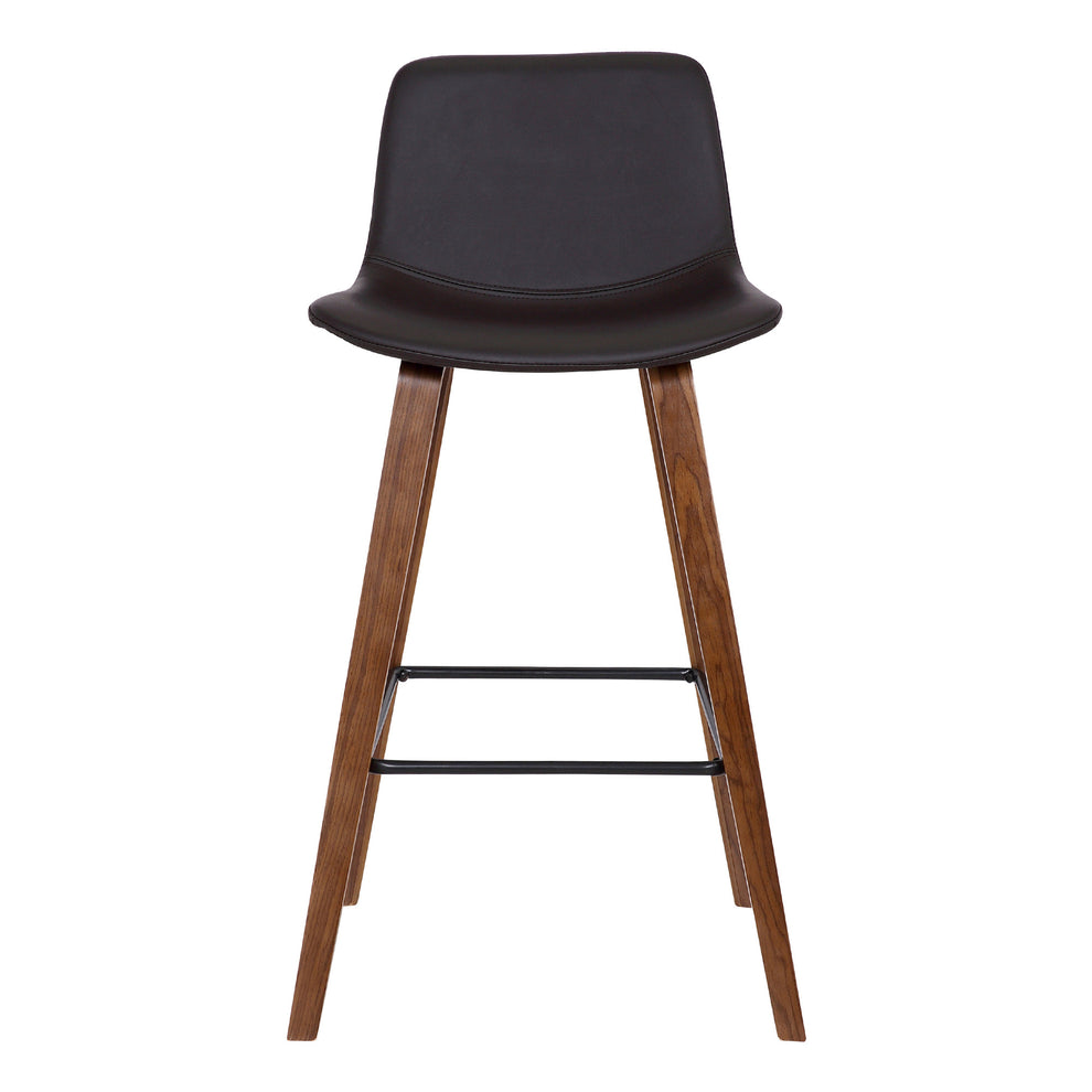 35" Brown Faux Leather And Iron Counter Height Bar Chair By Homeroots | Bar Stools | Modishstore - 3