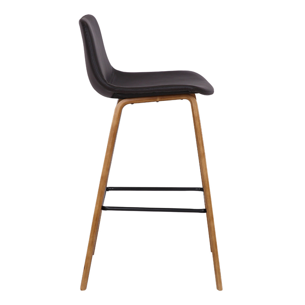 35" Brown Faux Leather And Iron Counter Height Bar Chair By Homeroots | Bar Stools | Modishstore - 4