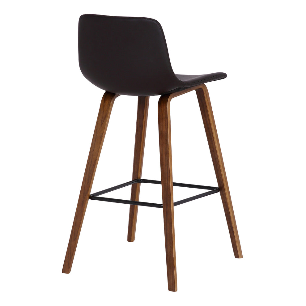 35" Brown Faux Leather And Iron Counter Height Bar Chair By Homeroots | Bar Stools | Modishstore - 5