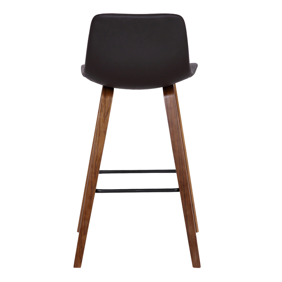 35" Brown Faux Leather And Iron Counter Height Bar Chair By Homeroots | Bar Stools | Modishstore - 6
