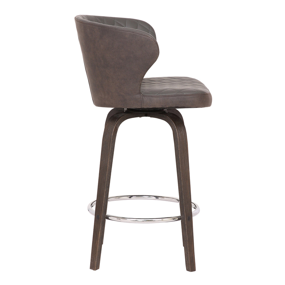 40" Brown Faux Leather And Iron Swivel Bar Height Chair By Homeroots | Bar Stools | Modishstore - 3