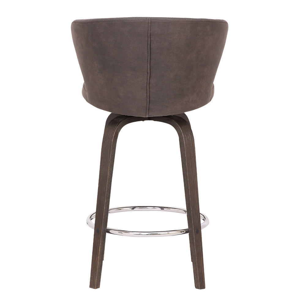 40" Brown Faux Leather And Iron Swivel Bar Height Chair By Homeroots | Bar Stools | Modishstore - 6