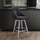 39" Black Faux Leather And Iron Swivel Counter Height Bar Chair By Homeroots
