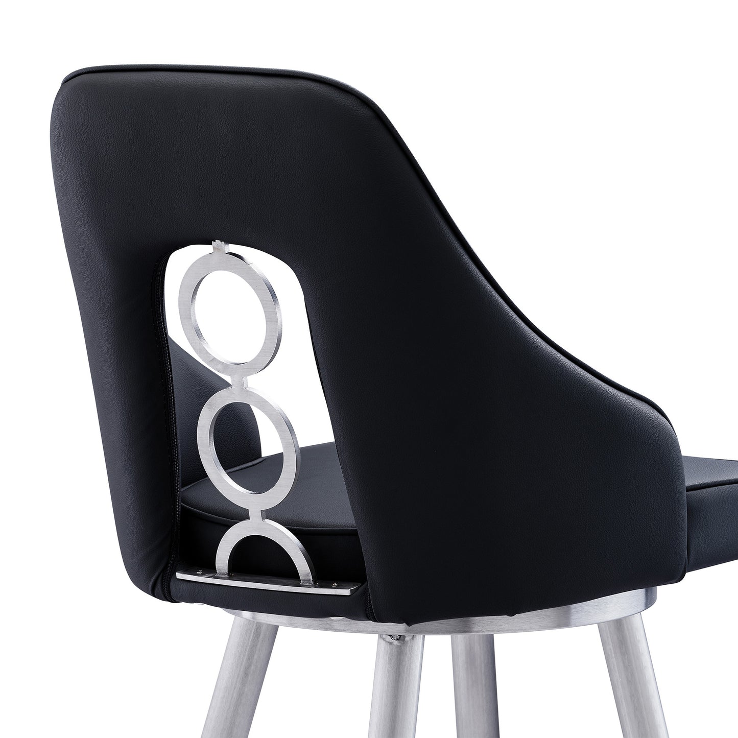 39" Black Faux Leather And Iron Swivel Counter Height Bar Chair By Homeroots | Bar Stools | Modishstore - 6