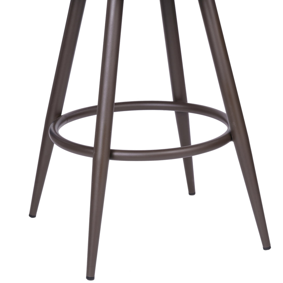 26" Brown Faux Leather and Iron Swivel Counter Height Bar Chair with Footrest By Homeroots | Bar Stools | Modishstore - 7