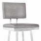 30" Vintage Gray on Stainless Faux Leather Rectangular Swivel Armless Barstool By Homeroots