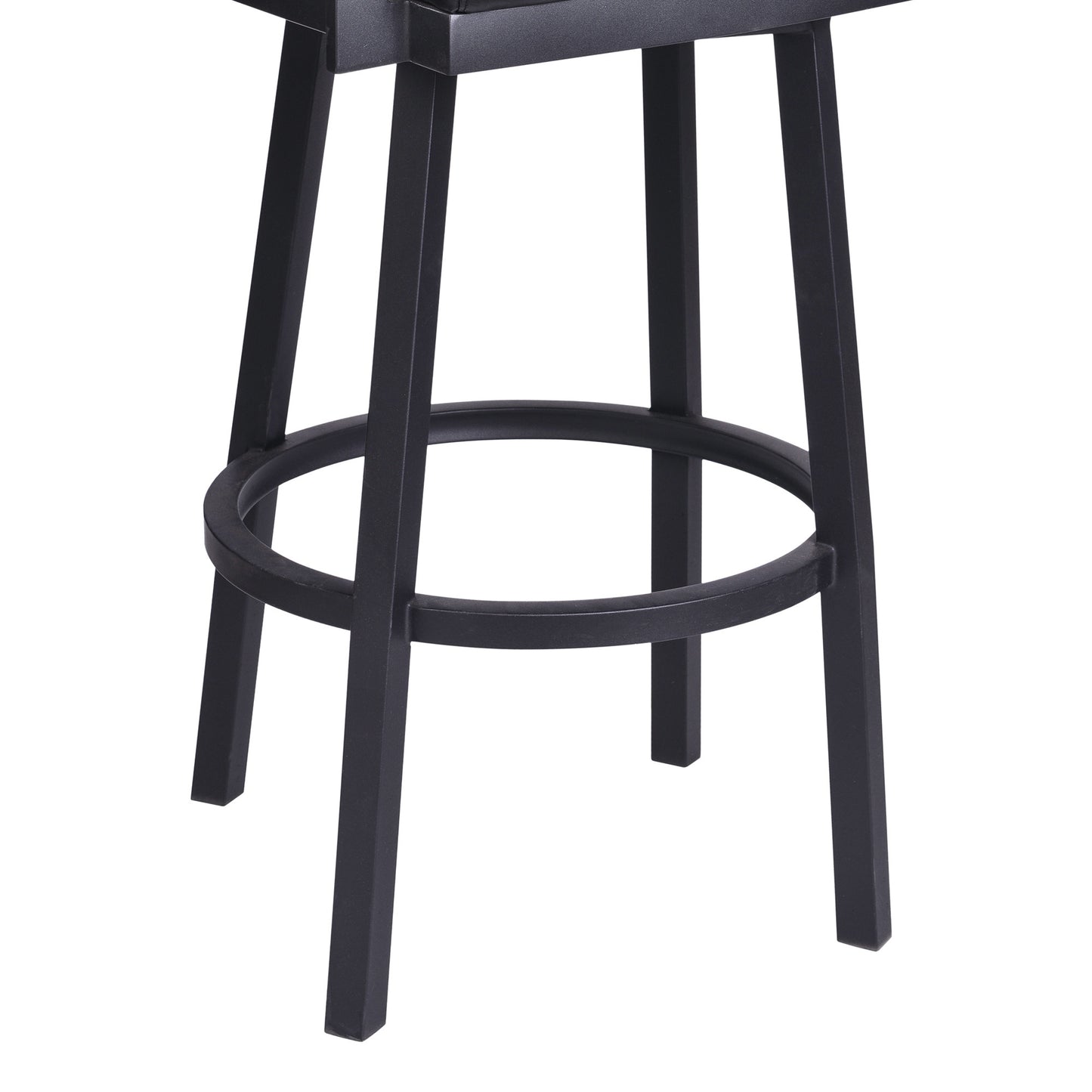 26" Vintage Black on Black Faux Leather Rectangular Swivel Barstool By Homeroots | Bar Stools | Modishstore - 7