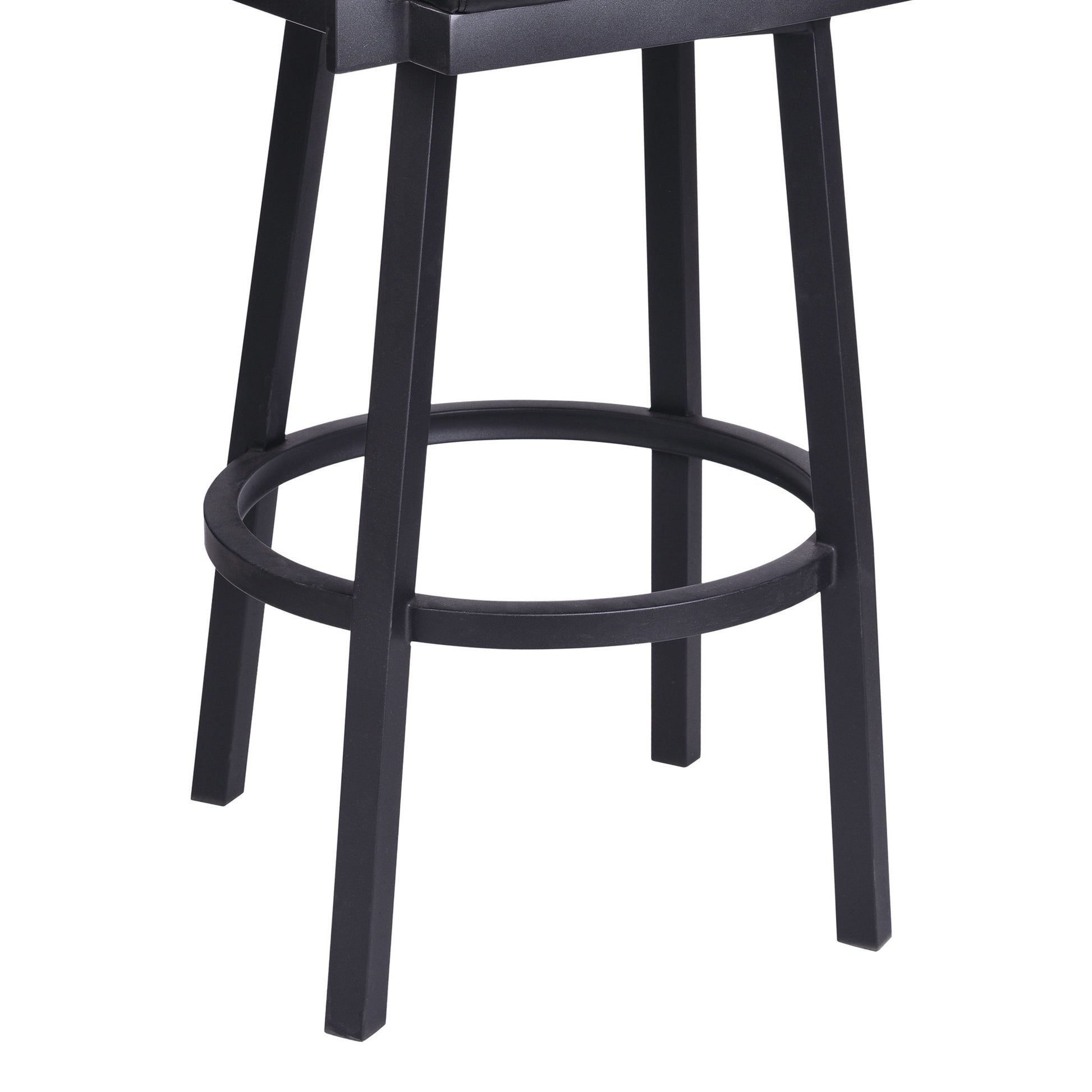 26" Vintage Black on Black Faux Leather Rectangular Swivel Barstool By Homeroots | Bar Stools | Modishstore - 7