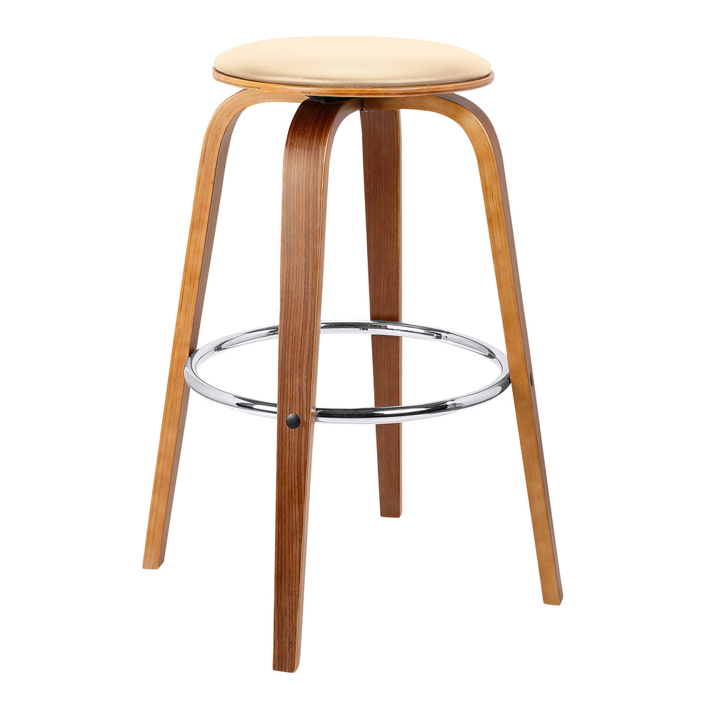 26" Cream Faux Leather Backless Modern Swivel Bar By Homeroots | Bar Stools | Modishstore - 2