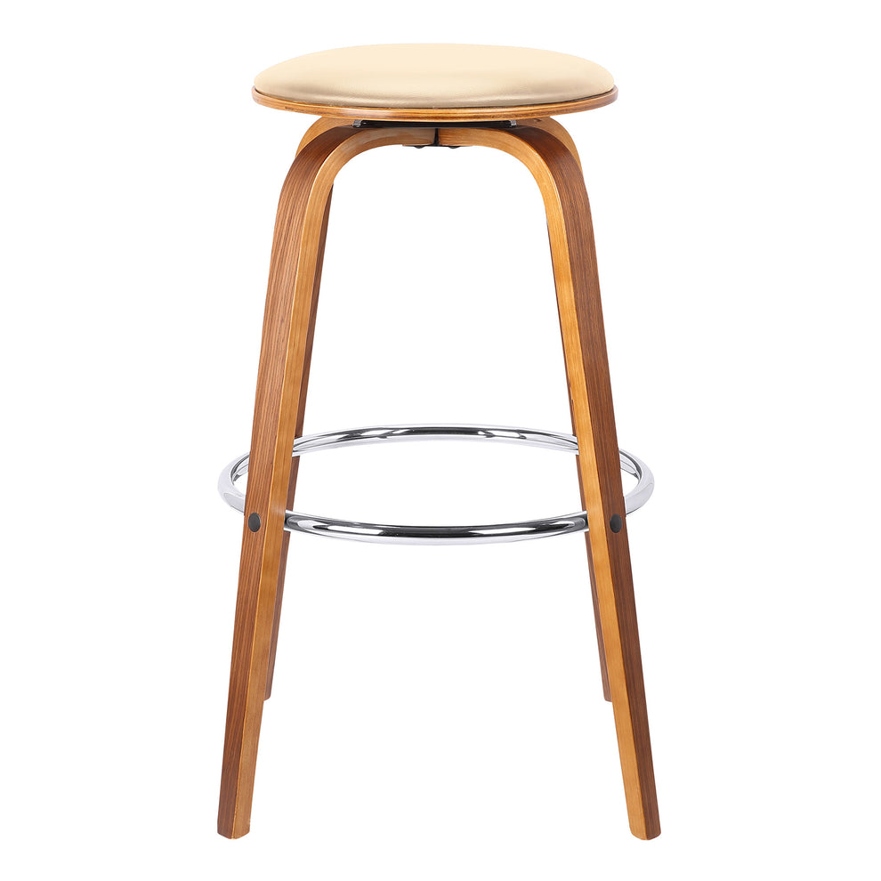 26" Cream Faux Leather Backless Modern Swivel Bar By Homeroots | Bar Stools | Modishstore - 3