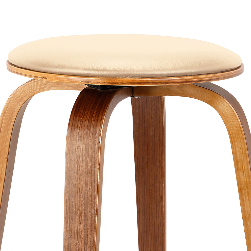 26" Cream Faux Leather Backless Modern Swivel Bar By Homeroots | Bar Stools | Modishstore - 4