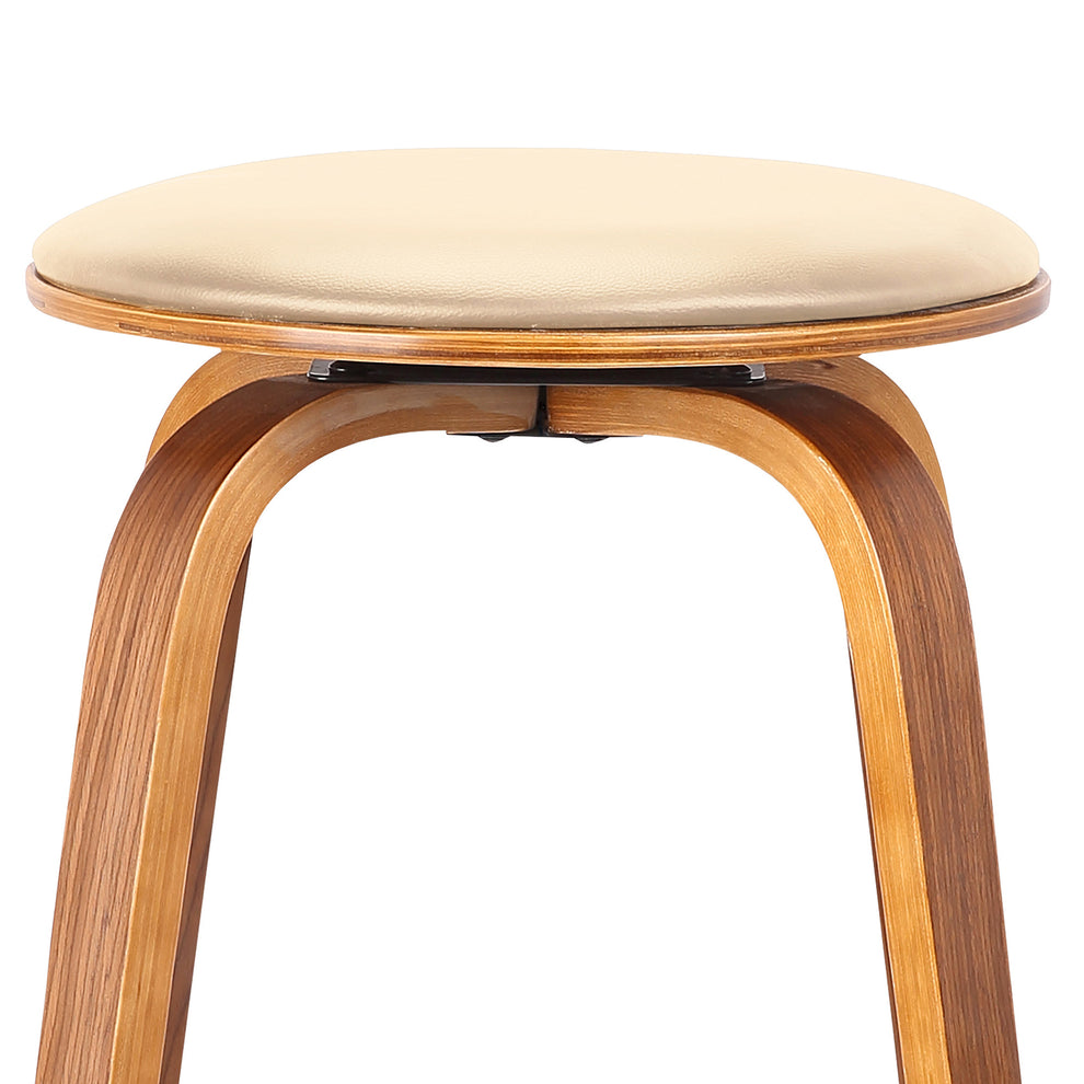 26" Cream Faux Leather Backless Modern Swivel Bar By Homeroots | Bar Stools | Modishstore - 5